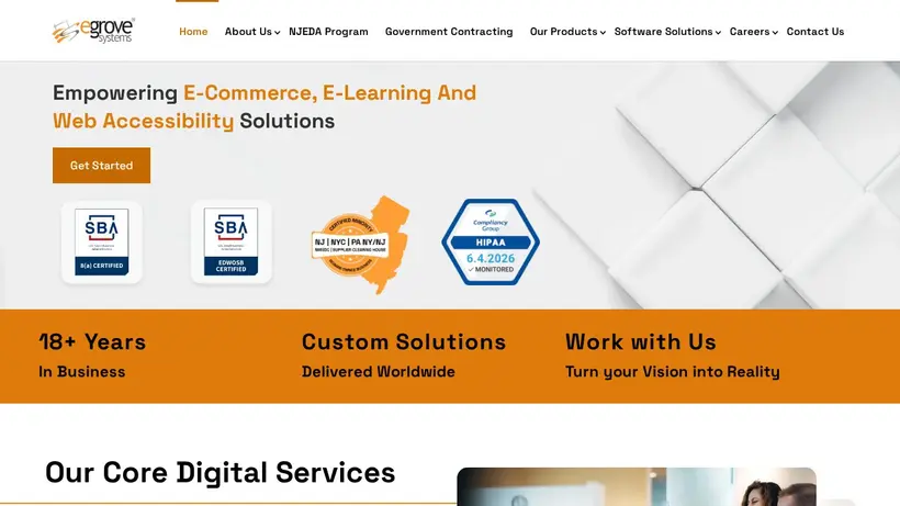 eGrove Systems homepage screenshot