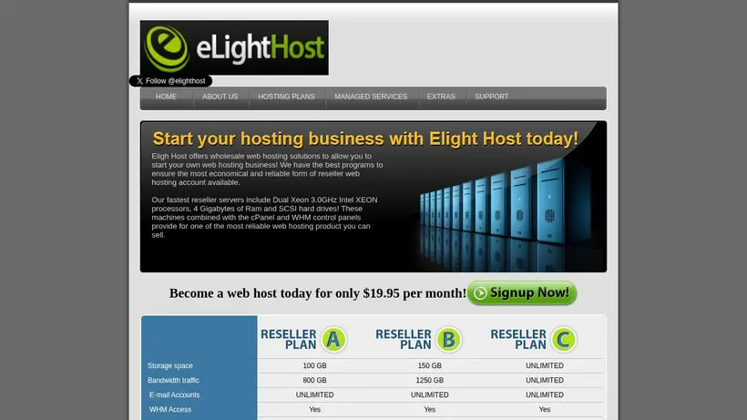 Elight Host homepage screenshot