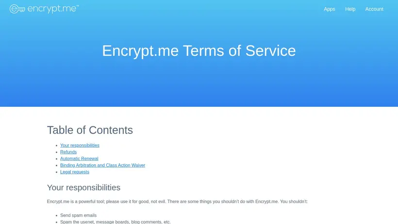 Encrypt ME homepage screenshot