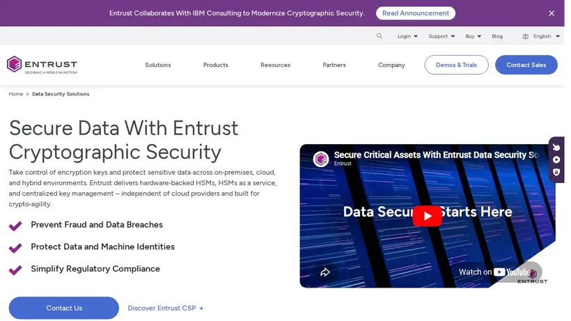 Entrust homepage screenshot
