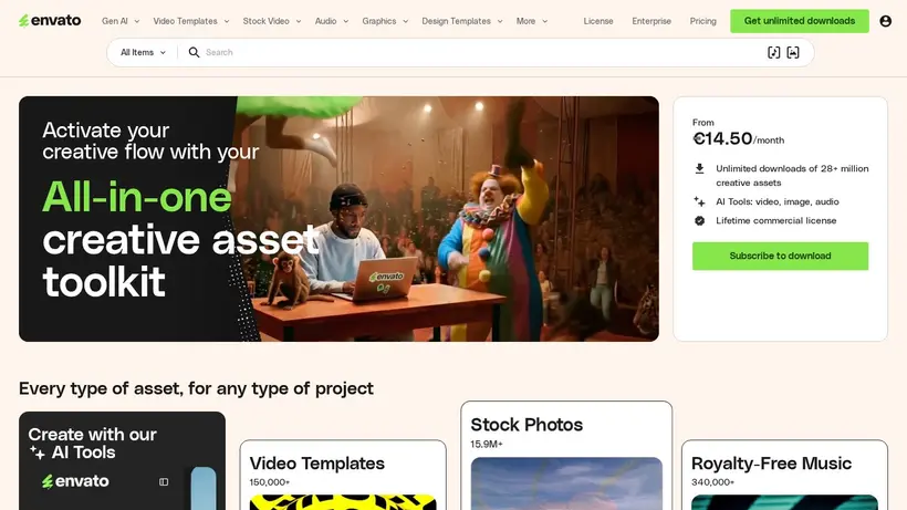 Envato Elements homepage screenshot