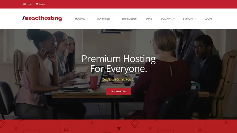 Exact Hosting homepage screenshot