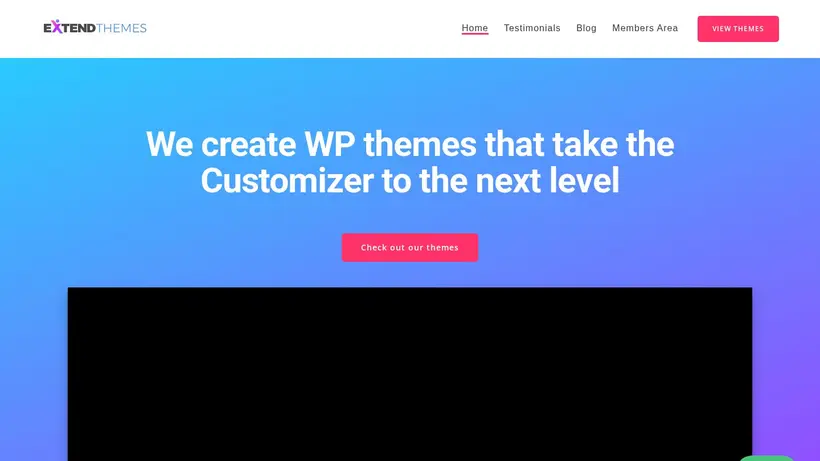 Extend Themes homepage screenshot