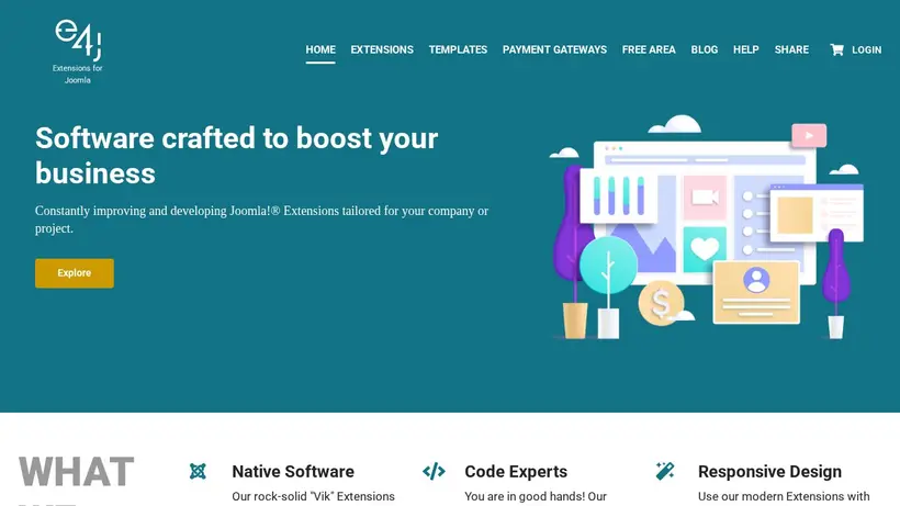 Extensions For Joomla homepage screenshot