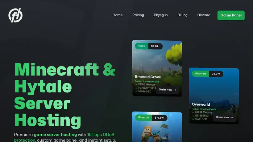 Fallout Hosting homepage screenshot