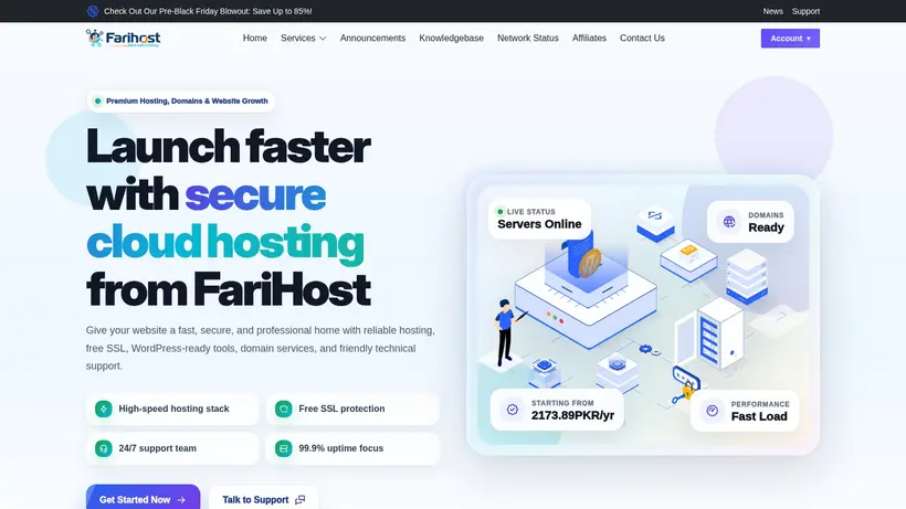 Fari Host homepage screenshot