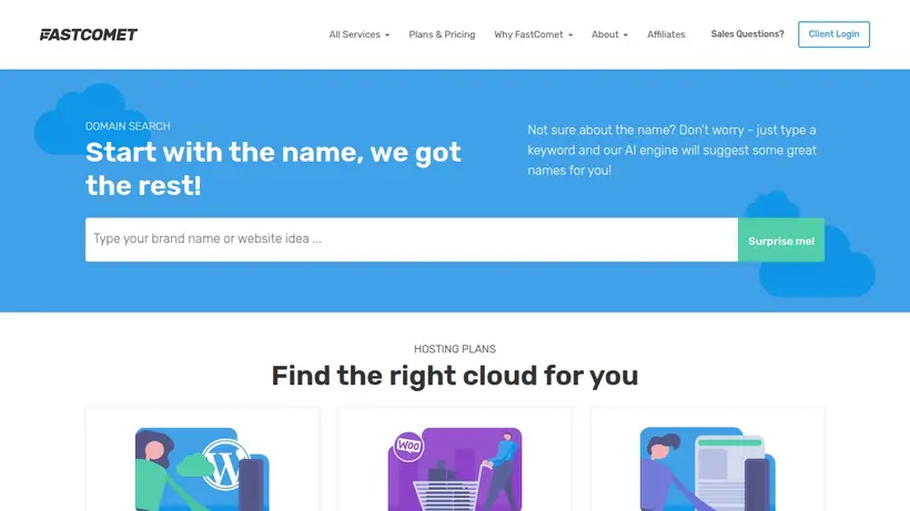 FastComet homepage screenshot