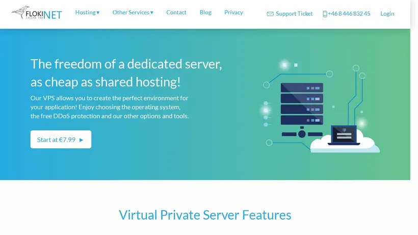 FlokiNET homepage screenshot