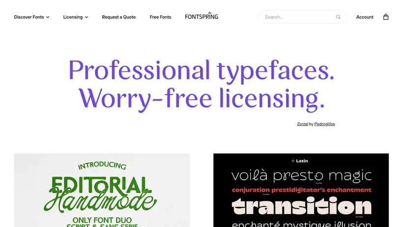 Font Spring homepage screenshot