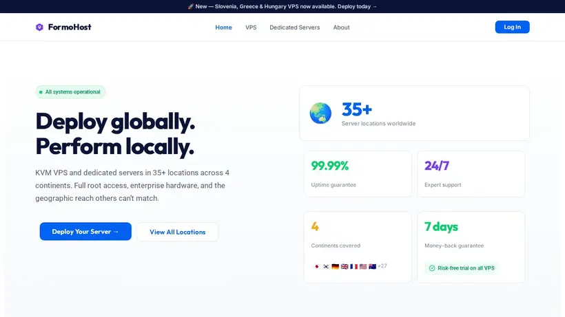 Formo Host homepage screenshot
