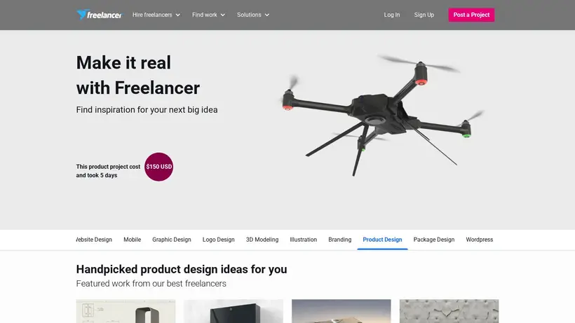 Freelancer homepage screenshot