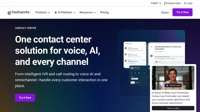 Fresh Caller homepage screenshot