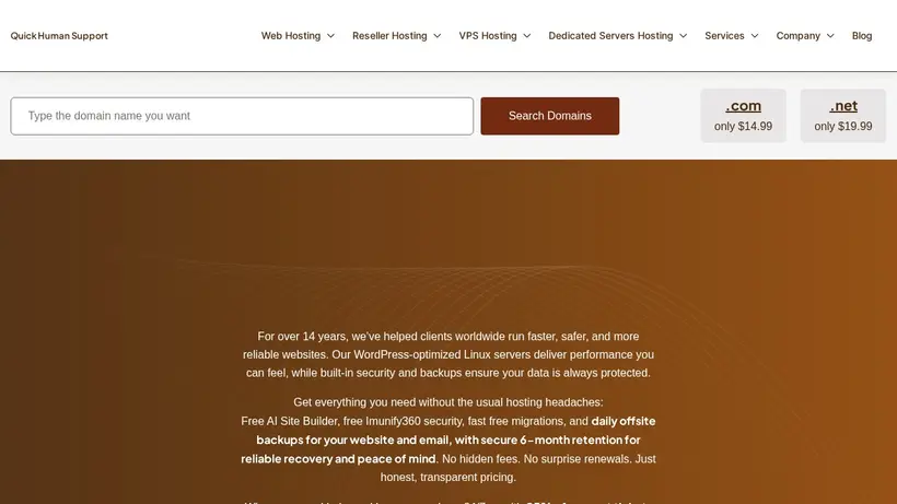 Fresh Roasted Hosting homepage screenshot