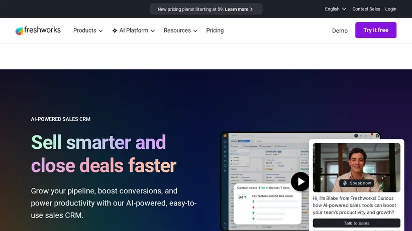 Fresh Sales homepage screenshot