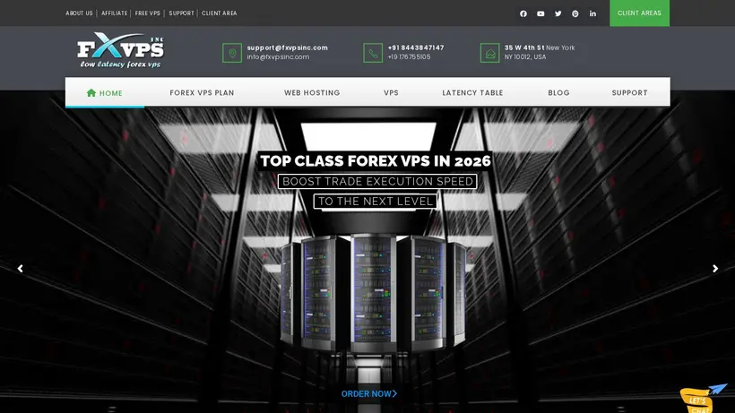 FxVPS INC homepage screenshot