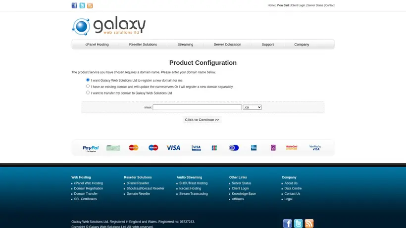 Galaxy Web Solutions homepage screenshot