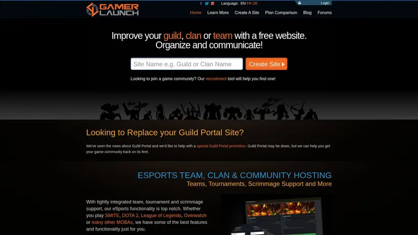 Gamer Launch homepage screenshot