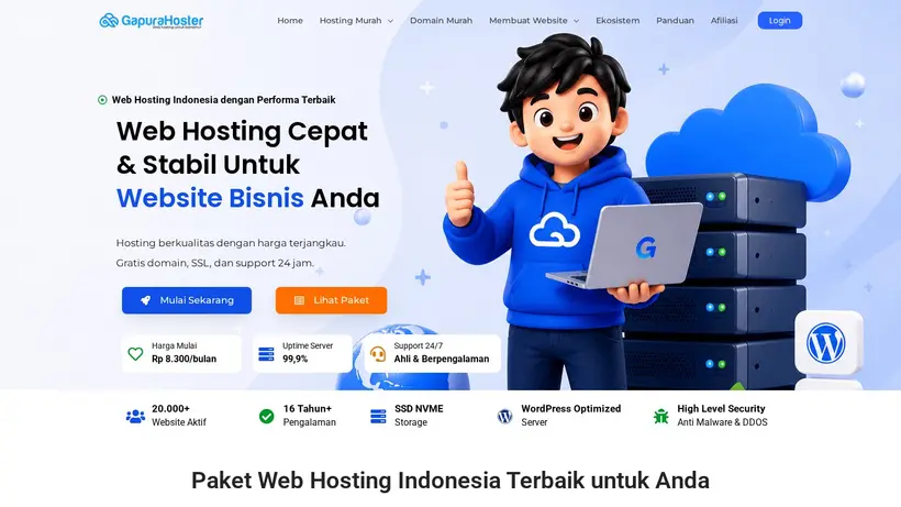 Gapura Hoster homepage screenshot