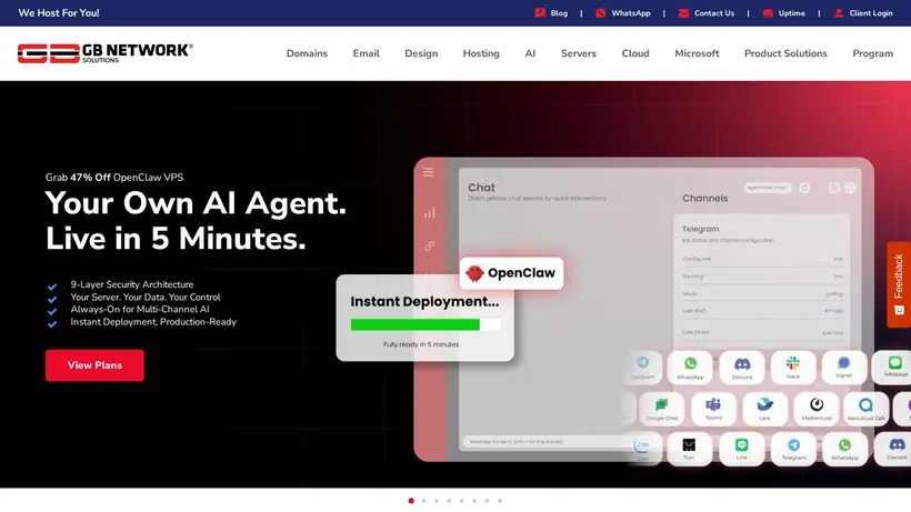 GB Network homepage screenshot