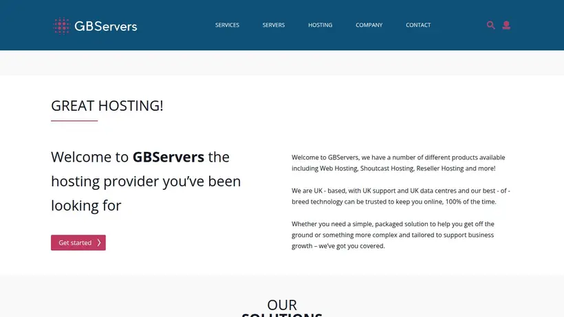 GBServers UK homepage screenshot