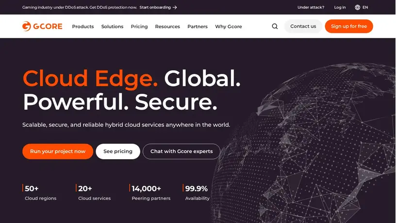 G-Core Labs homepage screenshot
