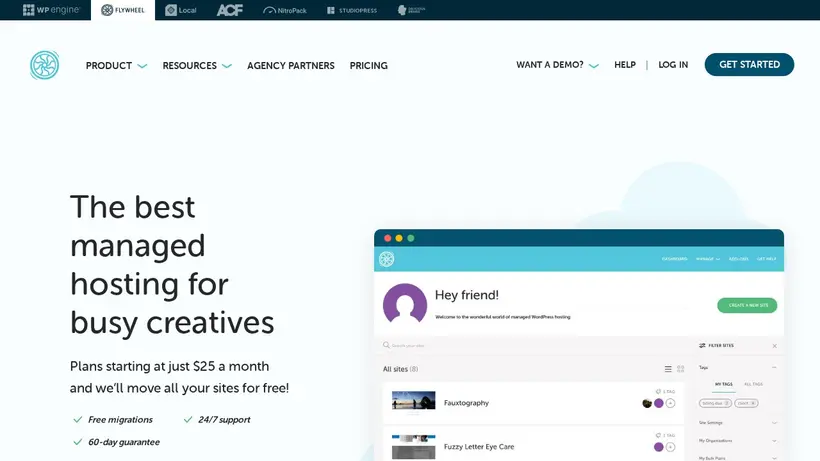 Flywheel homepage screenshot