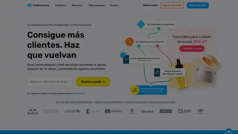GetResponse.es homepage screenshot