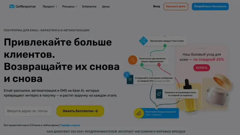 GetResponse.ru homepage screenshot