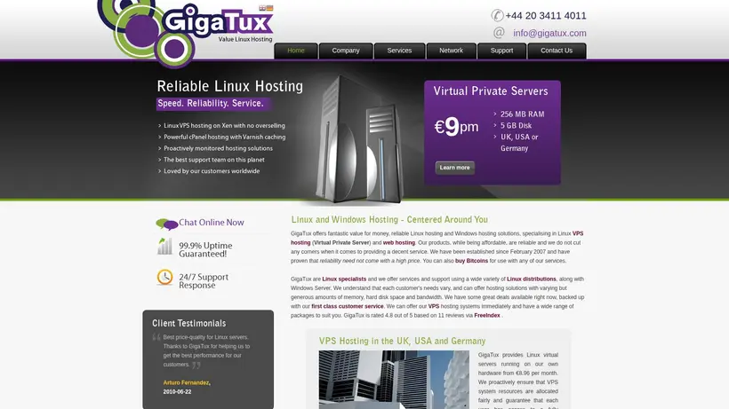 Giga Tux homepage screenshot