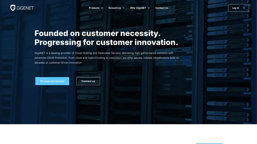 GigeNet homepage screenshot