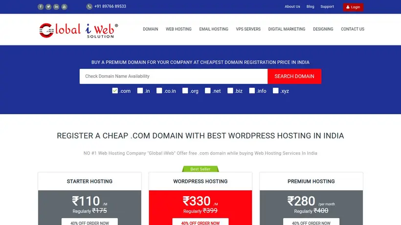 Global I Web homepage screenshot