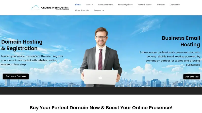 Global Web Hosting homepage screenshot