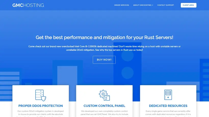 GMC Hosting homepage screenshot