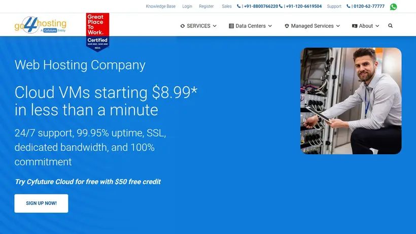 Go 4 Hosting homepage screenshot