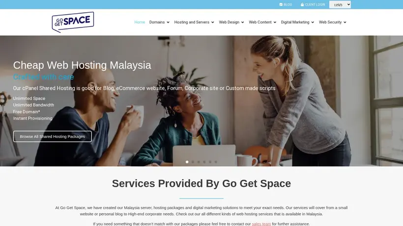 Go Get Space homepage screenshot