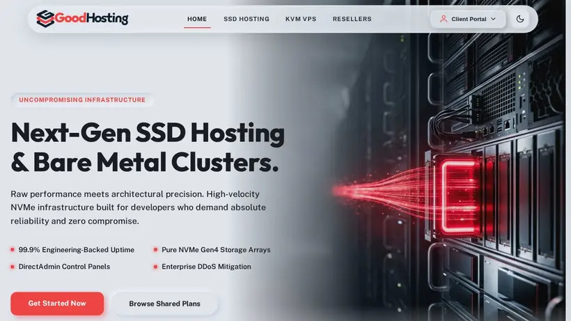 Good Hosting homepage screenshot