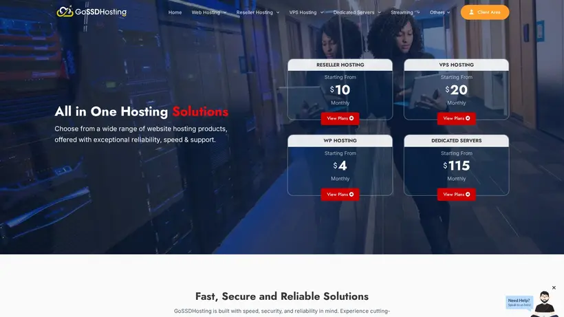 Gossd Hosting homepage screenshot