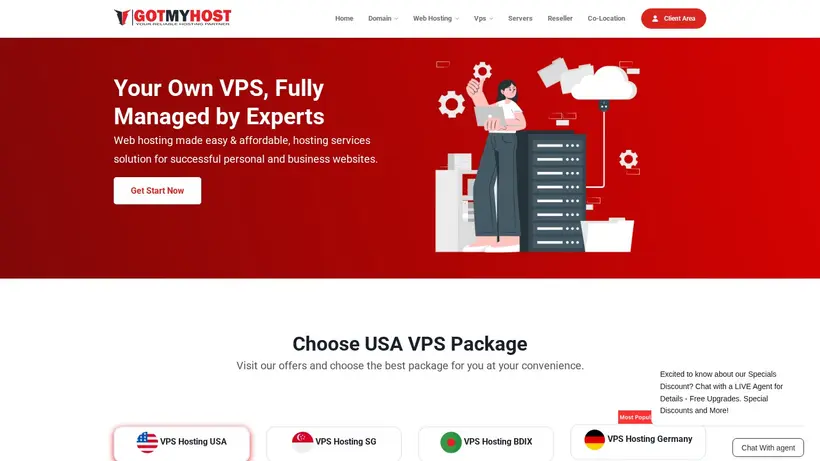 Got My Host homepage screenshot