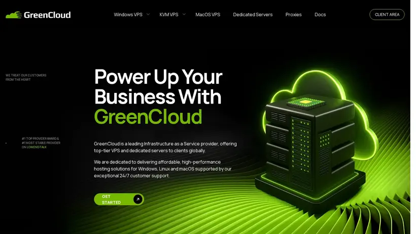 Green Cloud VPS homepage screenshot