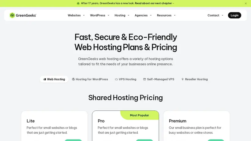Green Geeks homepage screenshot
