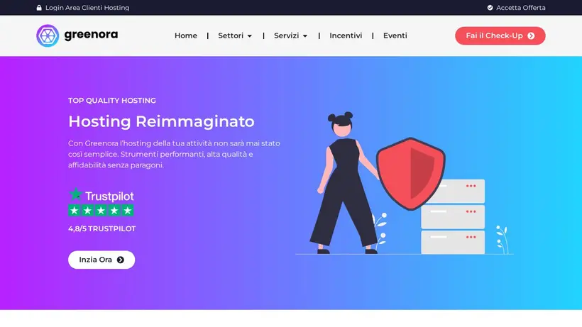 Greenora Hosting homepage screenshot