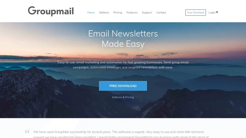 Group Mail homepage screenshot