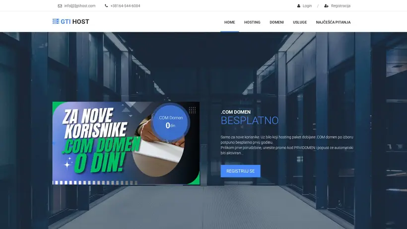 Gti Host homepage screenshot