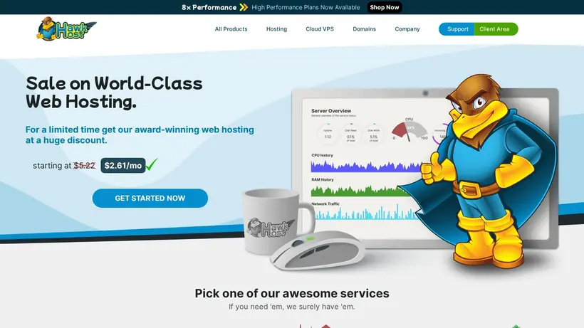 HawkHost homepage screenshot