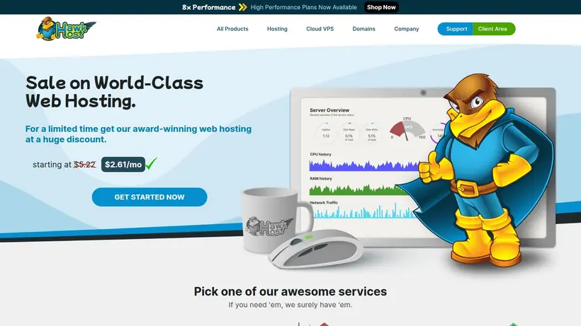HawkHost homepage screenshot