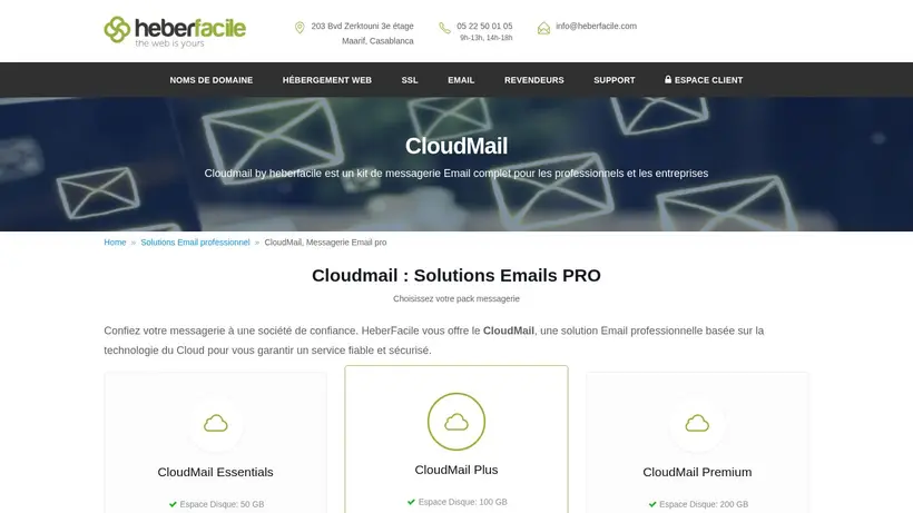 HeberFacile homepage screenshot
