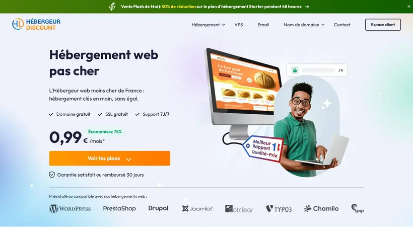 Hebergeur Discount homepage screenshot