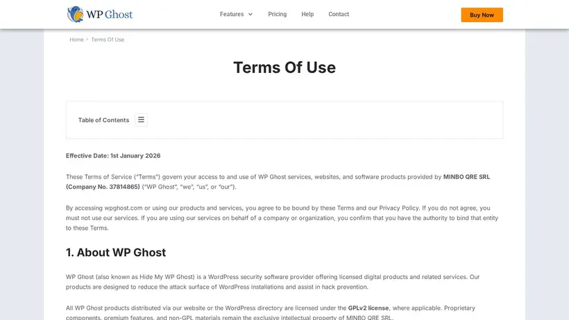 Hide My WP Ghost homepage screenshot