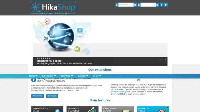 Hika Shop homepage screenshot