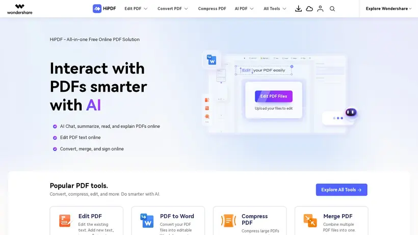 Hi PDF homepage screenshot